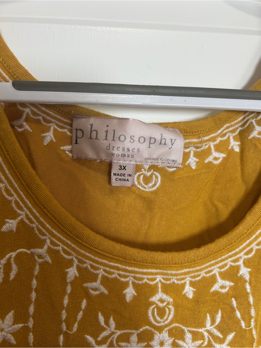 Philosophy Mustard Yellow Embroidered Scoop Neck Dress - Picture 2 of 7
